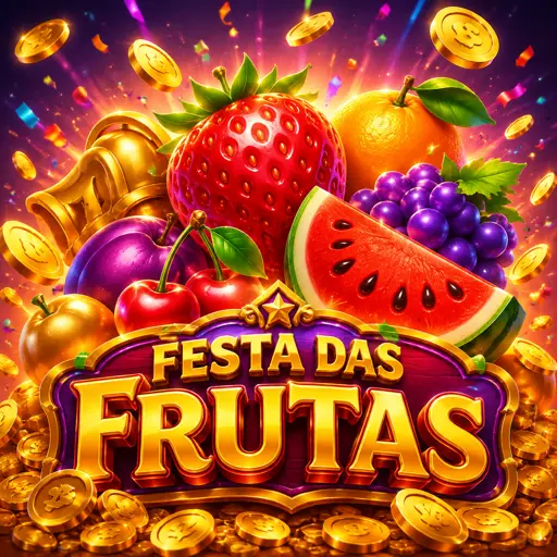 Slot Fruit Party com frutas em grade 7x7 e multiplicadores aleatórios