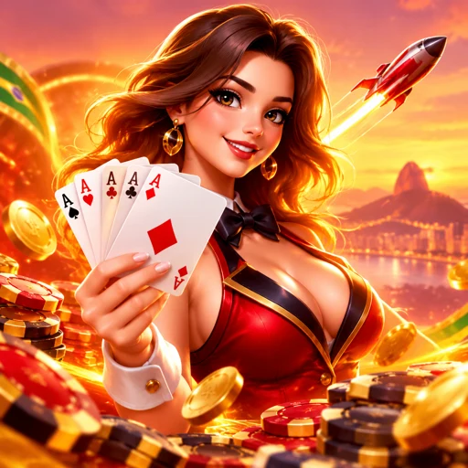 Mesa de pôquer ao vivo Casino Hold'em com fichas empilhadas